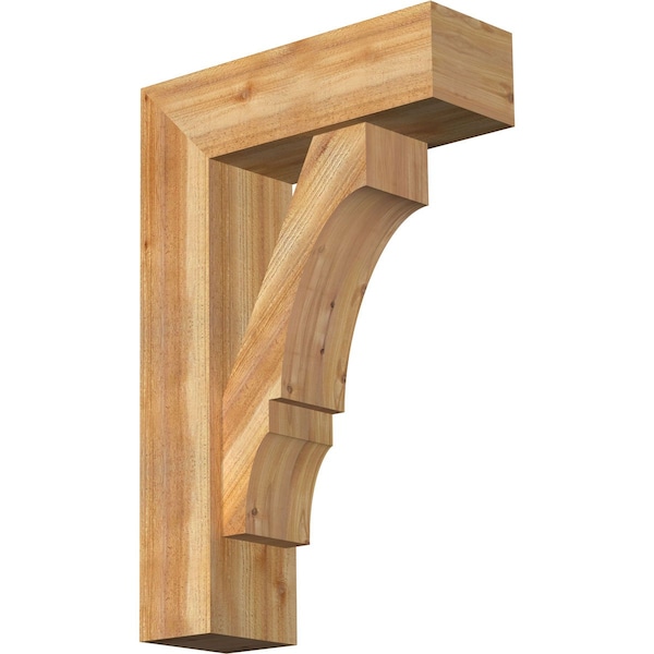 Ekena Millwork Balboa Block Rough Sawn Bracket w/ Offset Brace, Western Red Cedar, 8"W x 24"D x 36"H BKT0806X24X36BOA05RWR - main